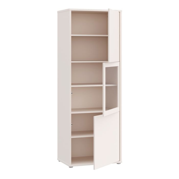 Alice Springs Narrow Display Cabinet with 3 Push-to-Open Doors in Sand