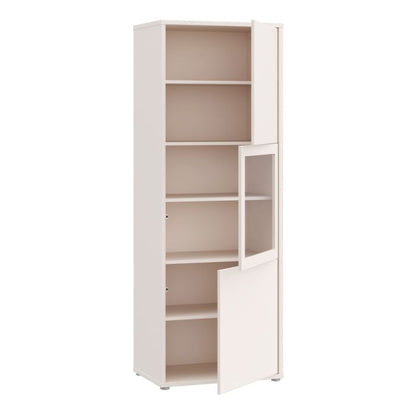Alice Springs Narrow Display Cabinet with 3 Push-to-Open Doors in Sand