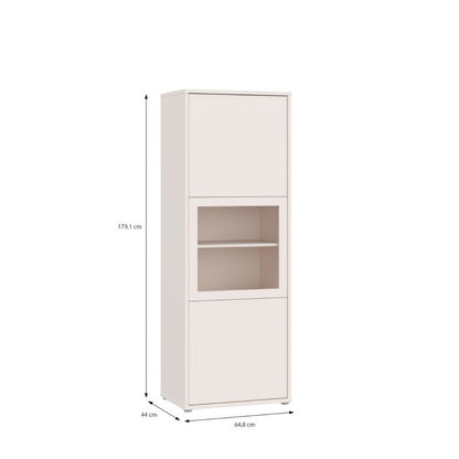 Alice Springs Narrow Display Cabinet with 3 Push-to-Open Doors in Sand