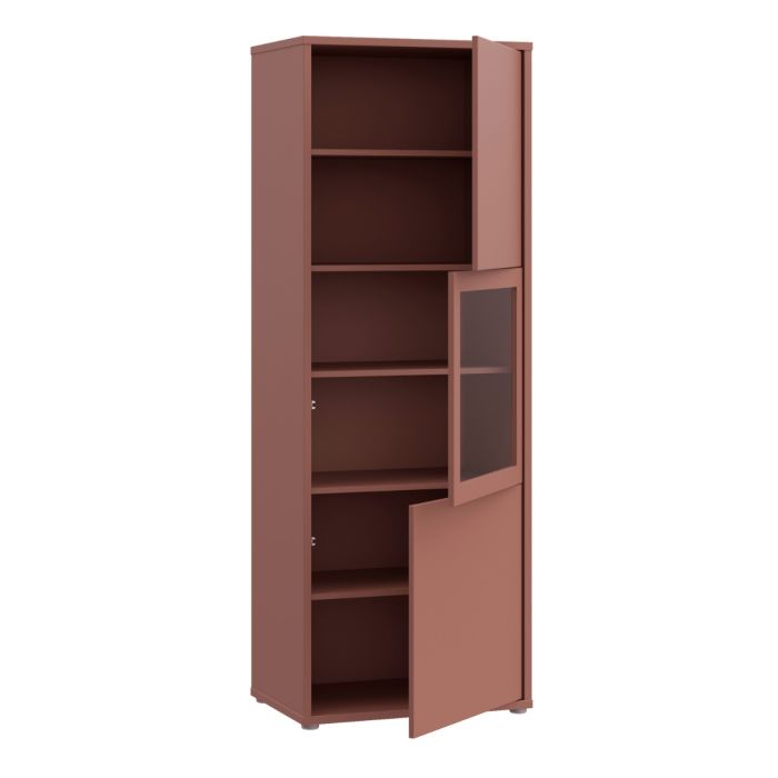 Alice Springs Narrow Display Cabinet with 3 Push-to-Open Doors in Terracotta