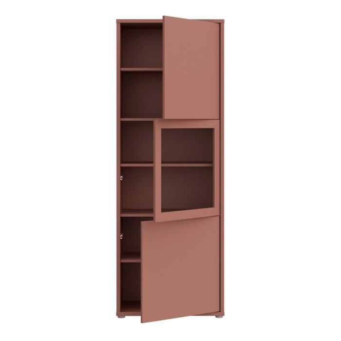 Alice Springs Narrow Display Cabinet with 3 Push-to-Open Doors in Terracotta