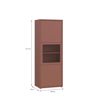 Alice Springs Narrow Display Cabinet with 3 Push-to-Open Doors in Terracotta