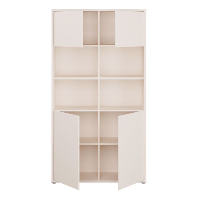 Alice Springs Wide Storage Cabinet 4 Doors Push-to-Open & 2 Central Shelves Sand