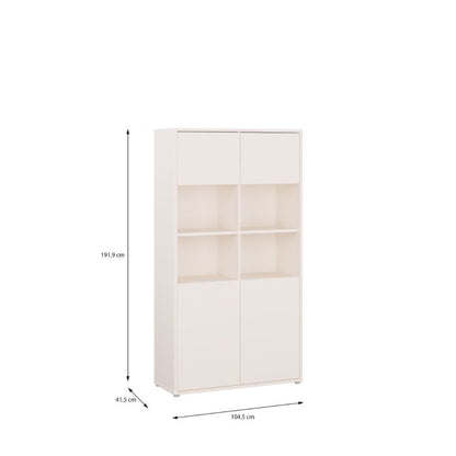 Alice Springs Wide Storage Cabinet 4 Doors Push-to-Open & 2 Central Shelves Sand