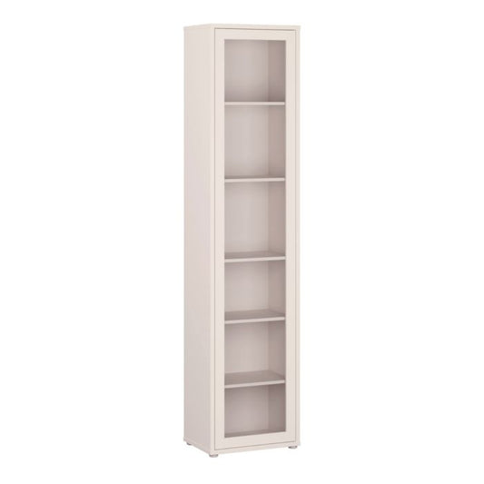 Alice Springs Slim Tall Display Cabinet with 1 Glass Door Push-to-Open & 5 Shelves in Sand