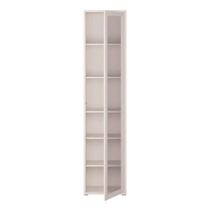 Alice Springs Slim Tall Display Cabinet with 1 Glass Door Push-to-Open & 5 Shelves in Sand