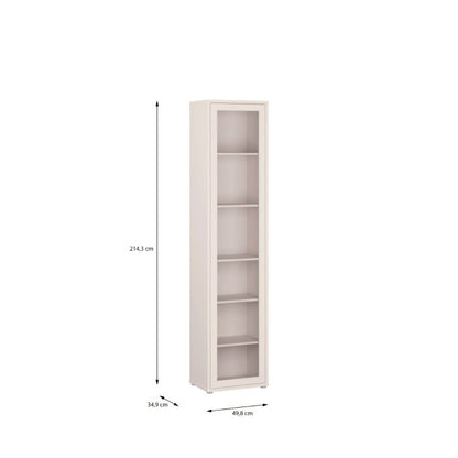 Alice Springs Slim Tall Display Cabinet with 1 Glass Door Push-to-Open & 5 Shelves in Sand
