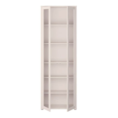 Alice Springs Slim Tall Display Cabinet with 2 Glass Doors Push-to-Open & 5 Shelves in Sand