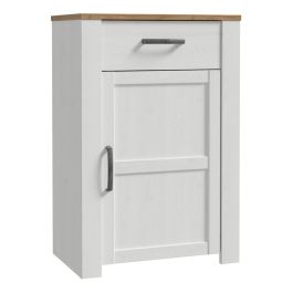 Bohol 1 Door 1 Drawer Shoe Cabinet in White/Riviera Oak