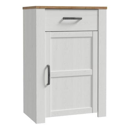 Bohol 1 Door 1 Drawer Shoe Cabinet in White/Riviera Oak