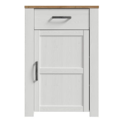 Bohol 1 Door 1 Drawer Shoe Cabinet in White/Riviera Oak
