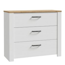 Bohol 3 Drawer Chest in White/Riviera Oak
