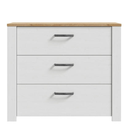 Bohol 3 Drawer Chest in White/Riviera Oak