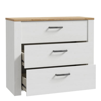 Bohol 3 Drawer Chest in White/Riviera Oak
