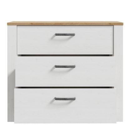 Bohol 3 Drawer Chest in White/Riviera Oak