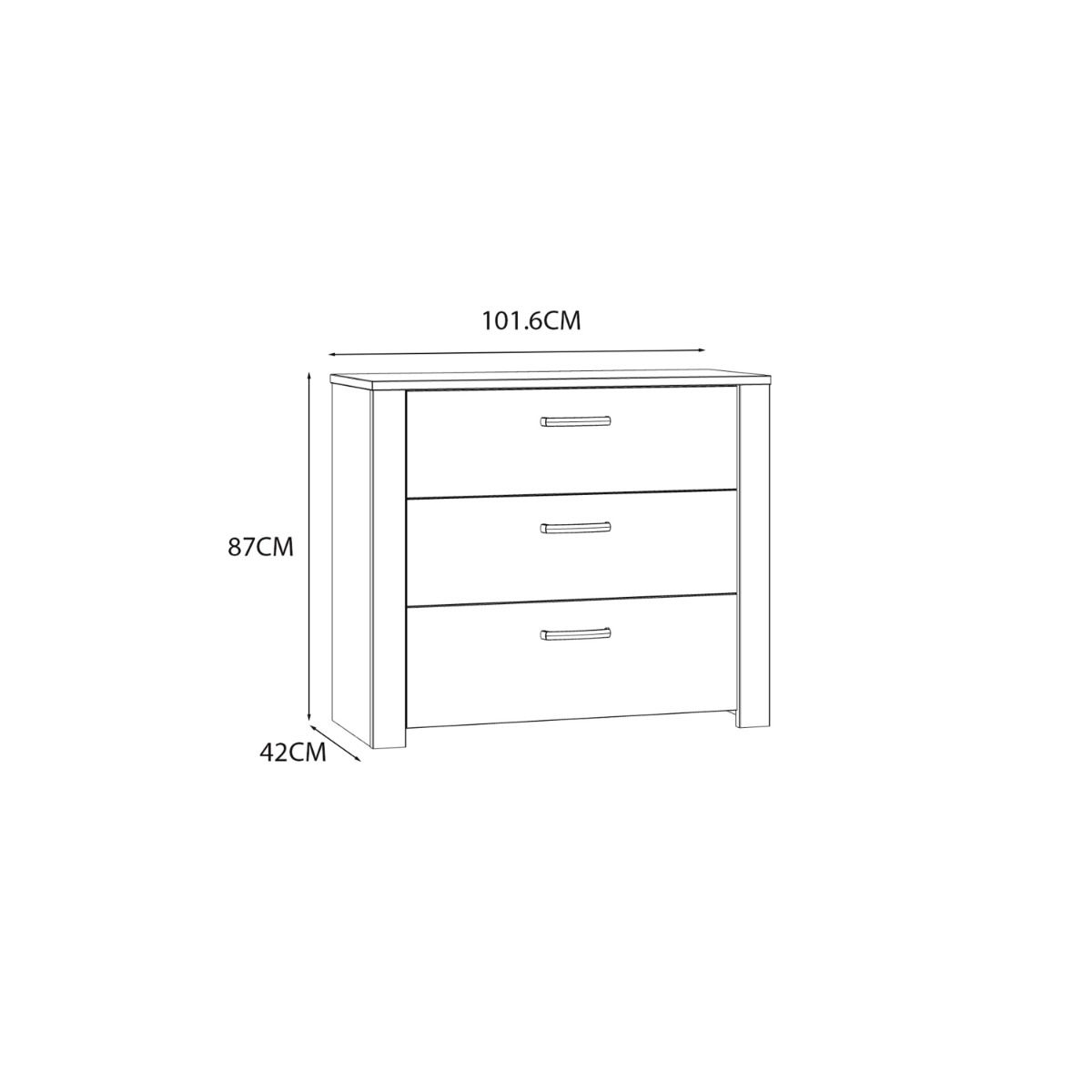 Bohol 3 Drawer Chest in White/Riviera Oak