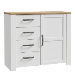 Bohol 1 Door 4 Drawer Chest in White/Riviera Oak