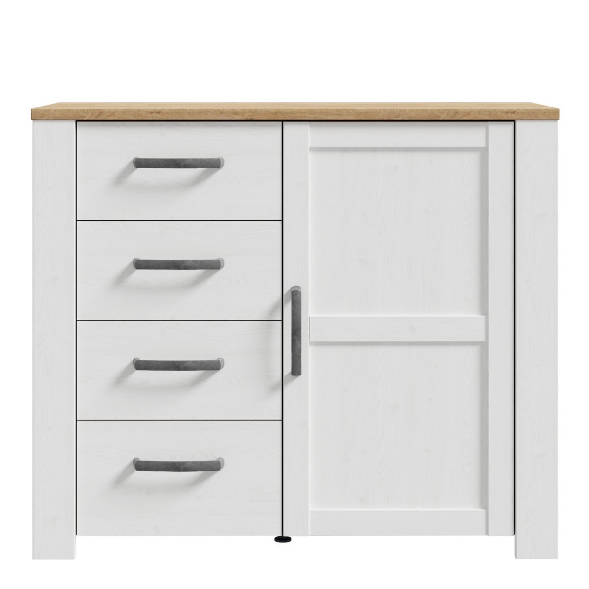 Bohol 1 Door 4 Drawer Chest in White/Riviera Oak