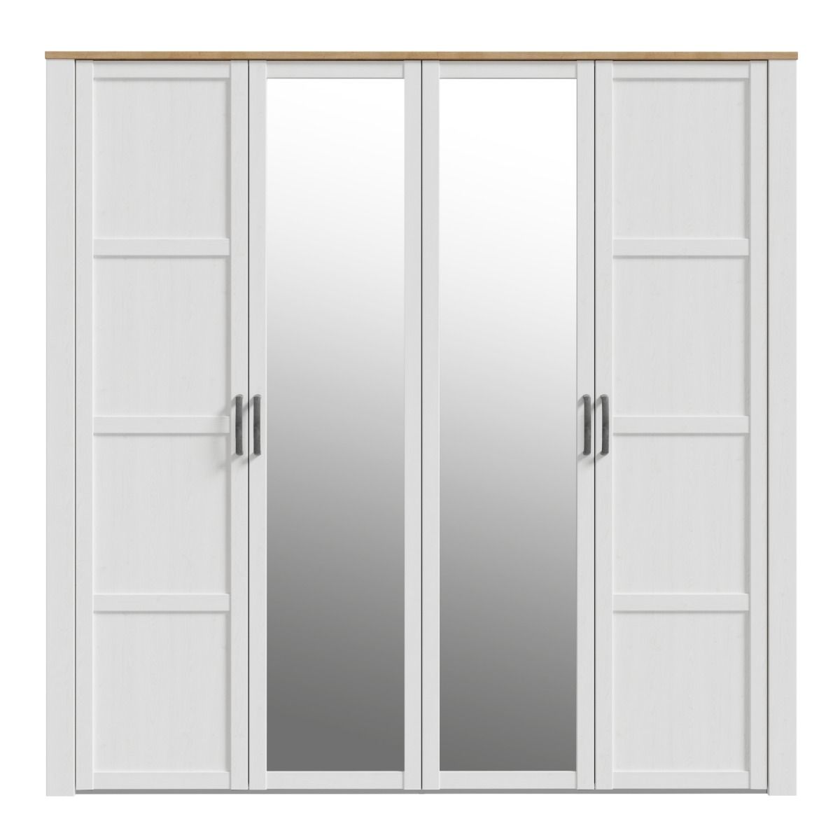 Bohol 2 Door 2 Mirrored Door Wardrobe in White/Riviera Oak
