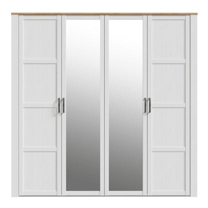 Bohol 2 Door 2 Mirrored Door Wardrobe in White/Riviera Oak