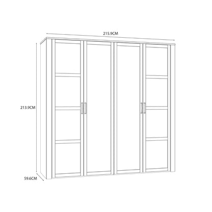 Bohol 2 Door 2 Mirrored Door Wardrobe in White/Riviera Oak