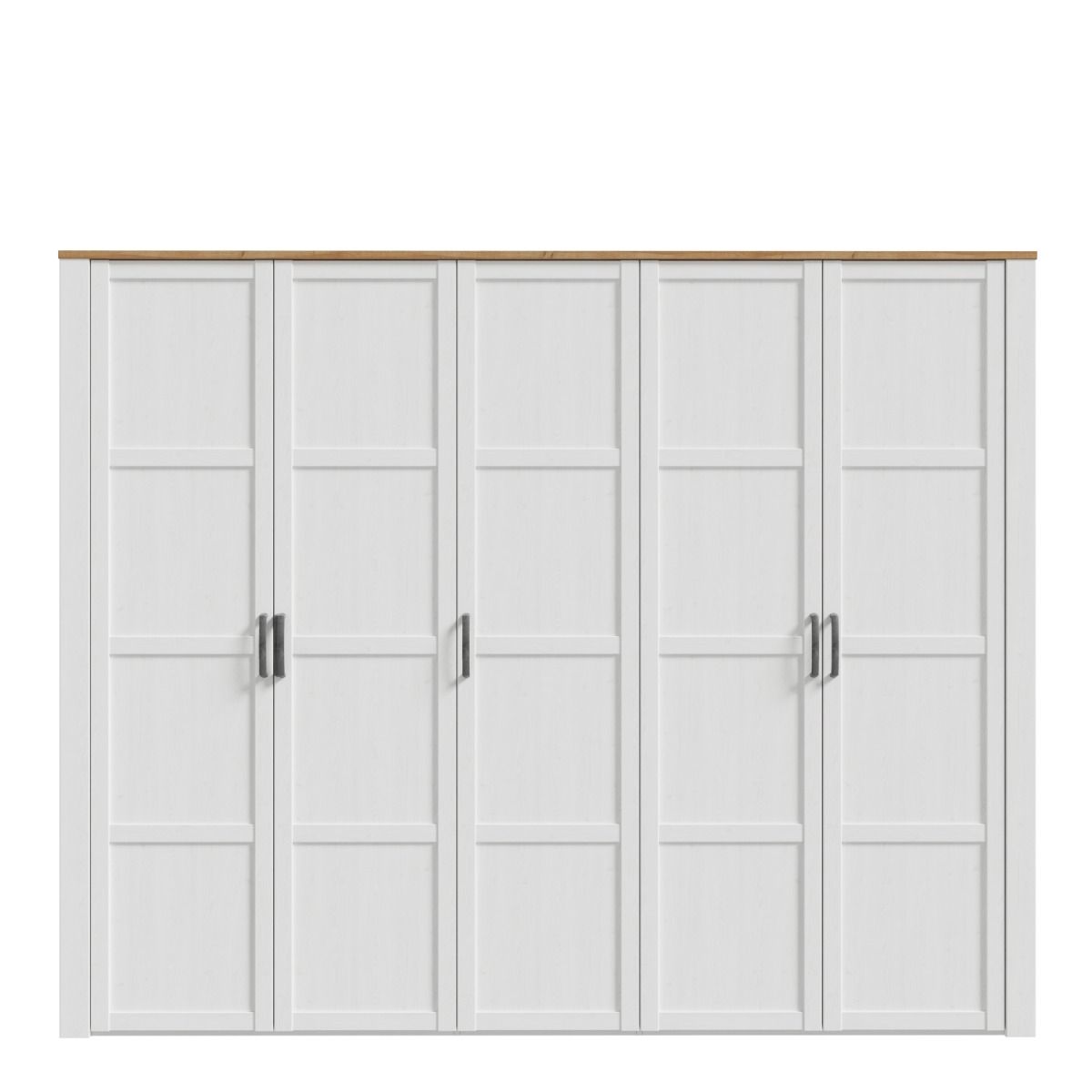 Bohol 5 Door Wardrobe in White/Riviera Oak