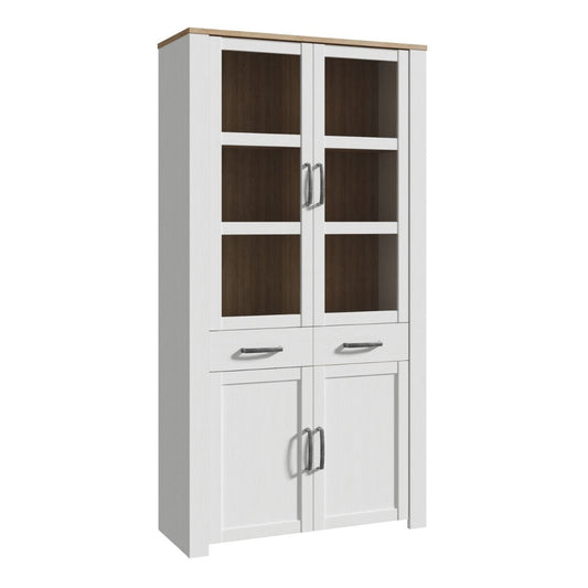 Bohol Display Cabinet 4 Door 2 Drawers in Oak/Riviera Oak
