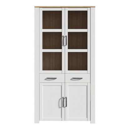 Bohol Display Cabinet 4 Door 2 Drawers in Oak/Riviera Oak