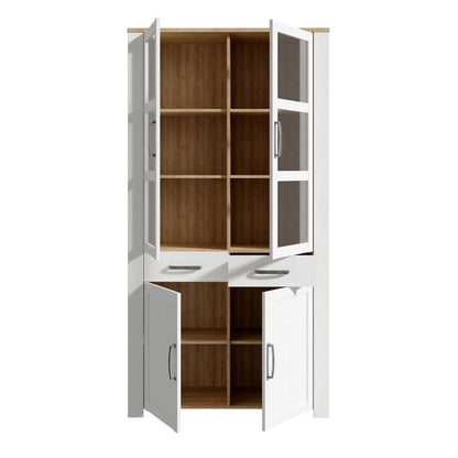 Bohol Display Cabinet 4 Door 2 Drawers in Oak/Riviera Oak