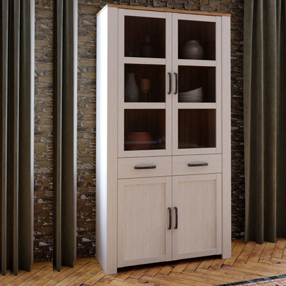 Bohol Display Cabinet 4 Door 2 Drawers in Oak/Riviera Oak