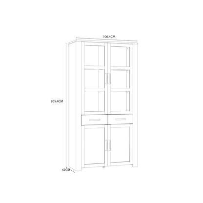 Bohol Display Cabinet 4 Door 2 Drawers in Oak/Riviera Oak