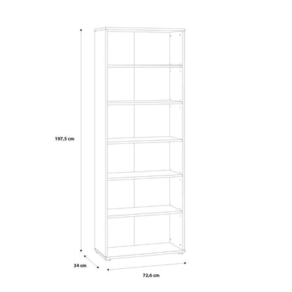 Essential Wide 5 Shelf Bookcase in Vintage Oak