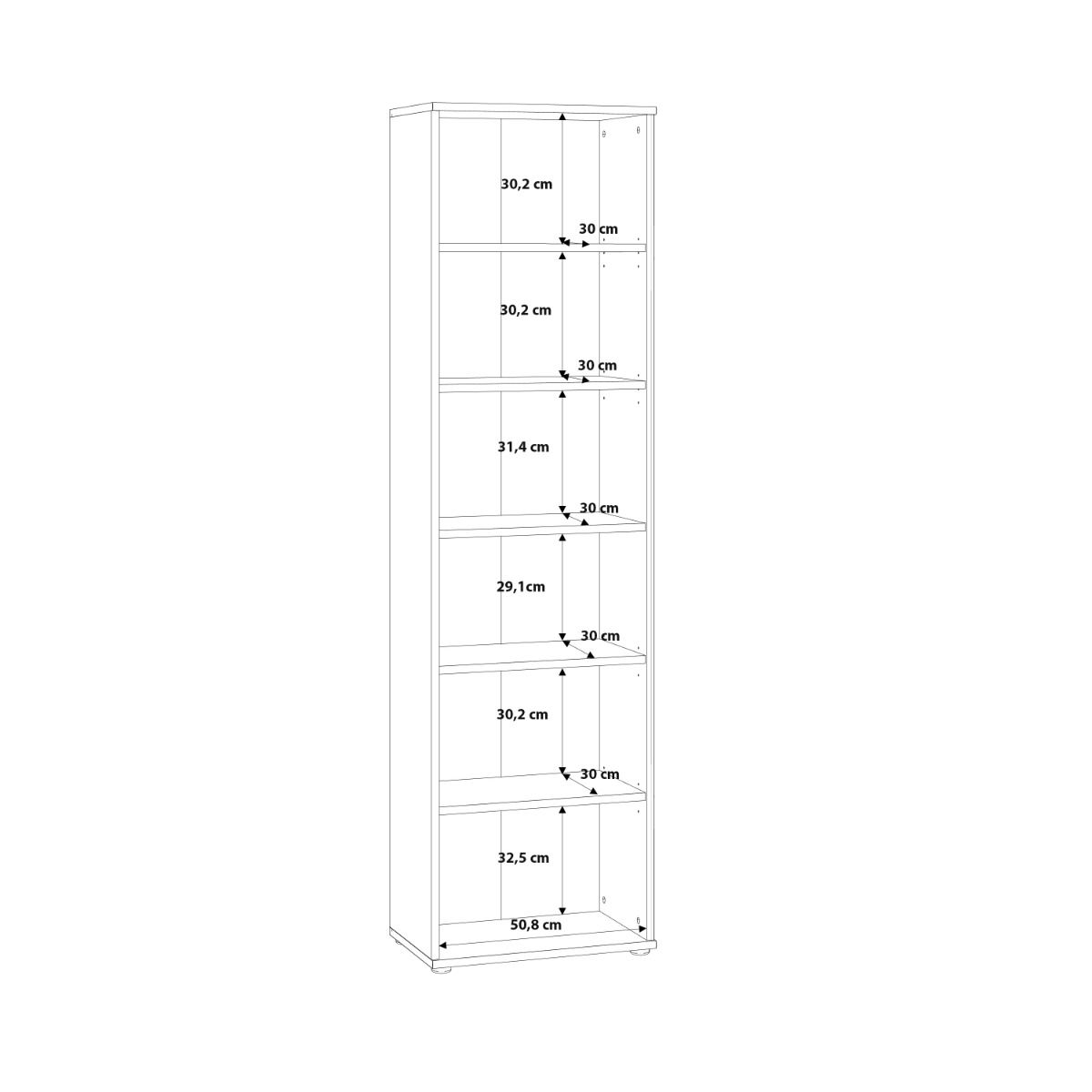 Essential Narrow 5 Shelf Bookcase in Vintage Oak