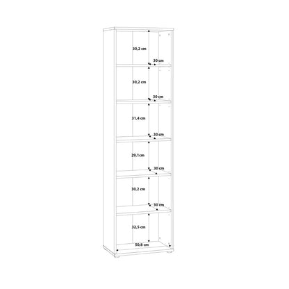 Essential Narrow 5 Shelf Bookcase in Vintage Oak