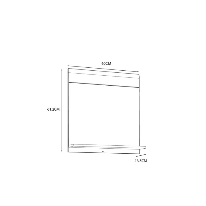 Ice Cave Mirror with Shelf in White with White High Gloss Front