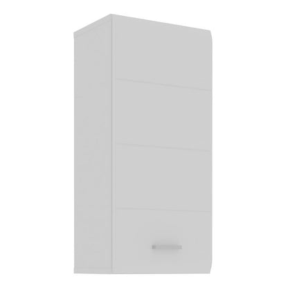 Ice Cave Hanging Storage Cupboard with 1 Door & Silver Handle in White with White Gloss Door