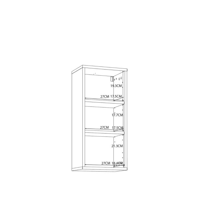 Ice Cave Hanging Storage Cupboard with 1 Door & Silver Handle in White with White Gloss Door
