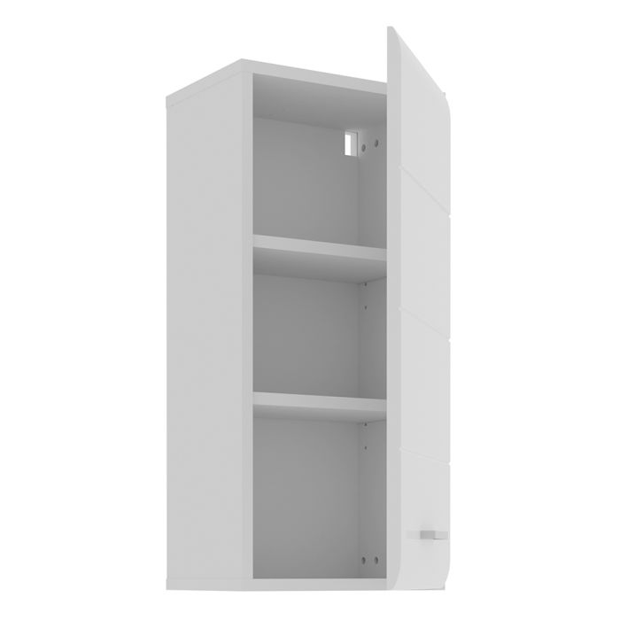 Ice Cave Hanging Storage Cupboard with 1 Door & Silver Handle in White with White Gloss Door