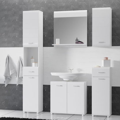 Ice Cave Hanging Storage Cupboard with 1 Door & Silver Handle in White with White Gloss Door