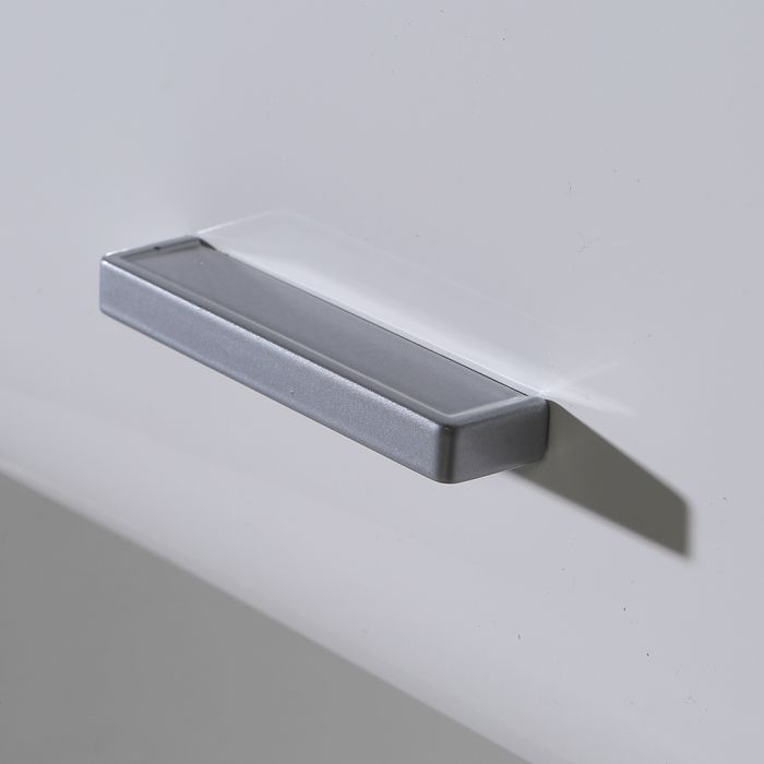 Ice Cave Hanging Storage Cupboard with 1 Door & Silver Handle in White with White Gloss Door