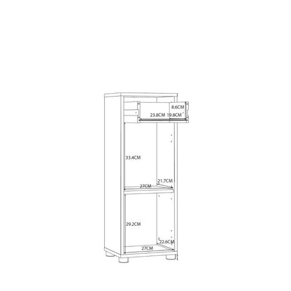 Ice Cave Bathroom Storage Cupboard with 1 Door & 1 Drawer with Silver Handles in White with White High Gloss Door