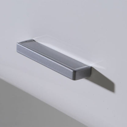 Ice Cave Bathroom Storage Cupboard with 1 Door & 1 Drawer with Silver Handles in White with White High Gloss Door