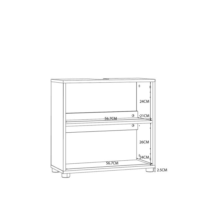 Ice Cave Under Sink Vanity Unit with 2 Doors & Silver Handles in White with White High Gloss Doors