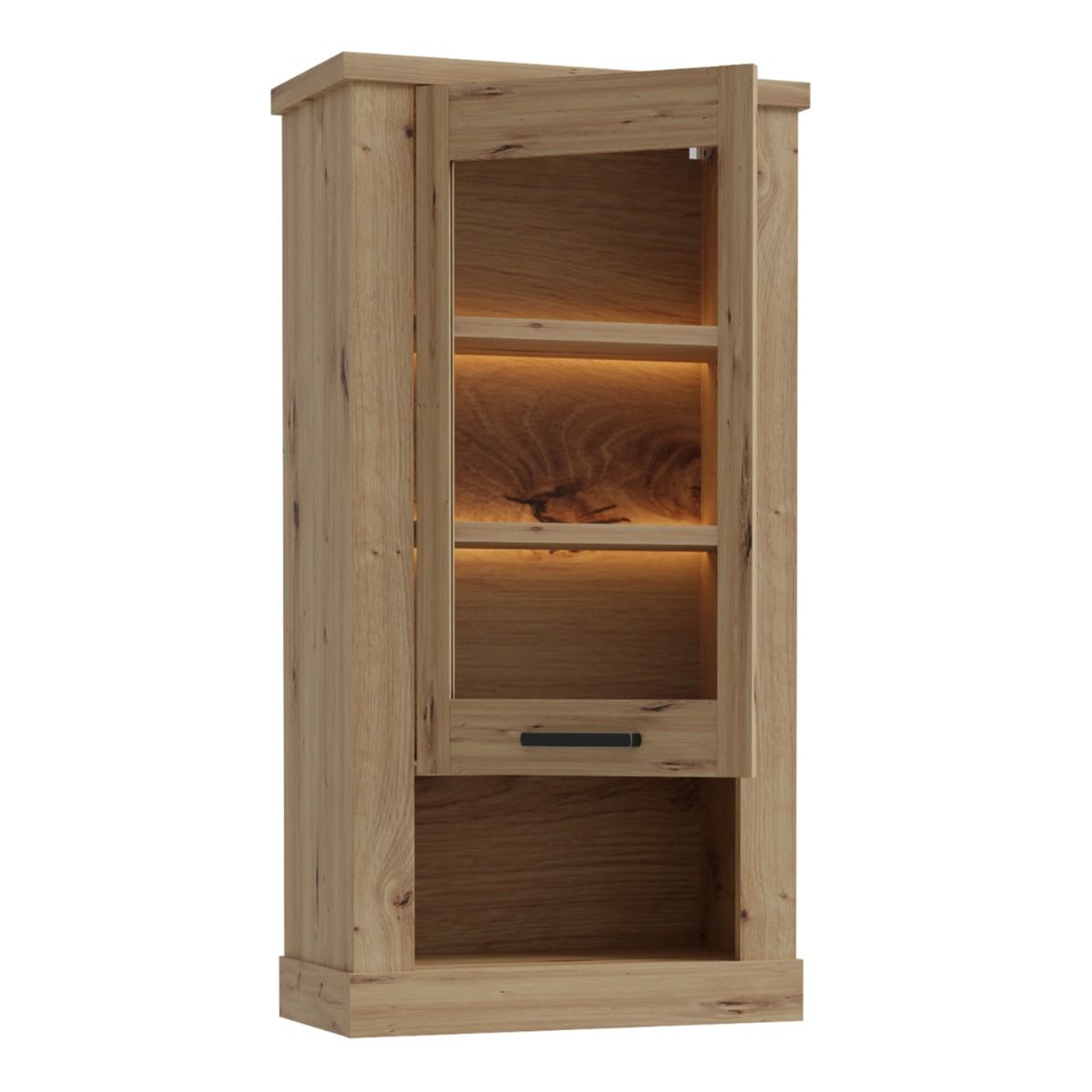 Corona 1 Door Wall Display Cabinet in Artisan Oak
