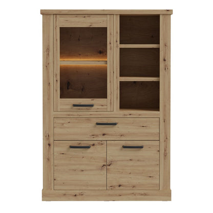 Corona 1 Door 1 Drawer 3 Shelve Display Cabinet in Artisan Oak