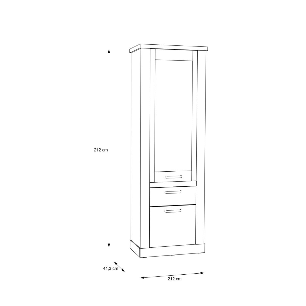 Corona 2 Door 1 Drawer 3 Shelve Narrow Display Cabinet in Artisan Oak