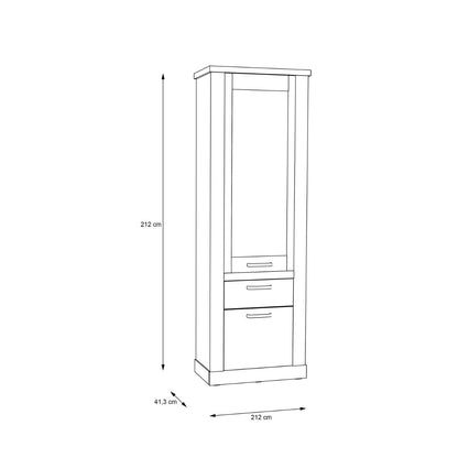 Corona 2 Door 1 Drawer 3 Shelve Narrow Display Cabinet in Artisan Oak