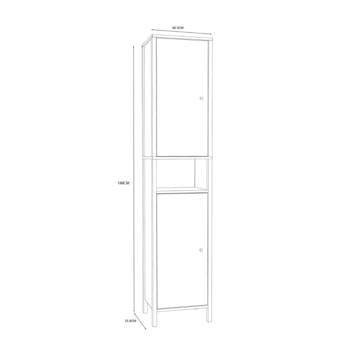 Ipsarion High Cupboard with 2 Doors & Silver Handles in White