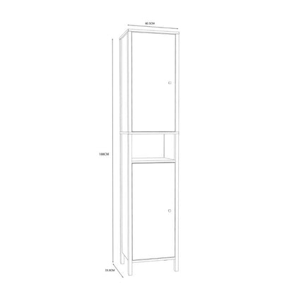 Ipsarion High Cupboard with 2 Doors & Silver Handles in White
