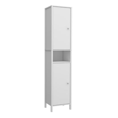 Ipsarion High Cupboard with 2 Doors & Silver Handles in White